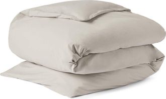 Coyuchi Organic Cotton Percale Duvet Cover in Stone at Nordstrom, Size Full/queen