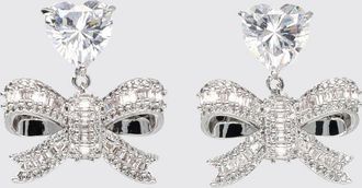 Self Portrait Crystal Dangle Earrings in Silver-Tone Brass