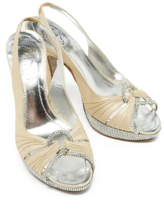 Rene Caovilla 115mm rhinestone-embellished slingback sandals - Neutrals