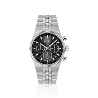BOSS Candor black-dial chronograph watch with fluted bezel