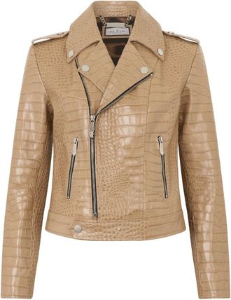 Philipp Plein Biker Jacket Cocco - - Jackets - Donna - Beige - M