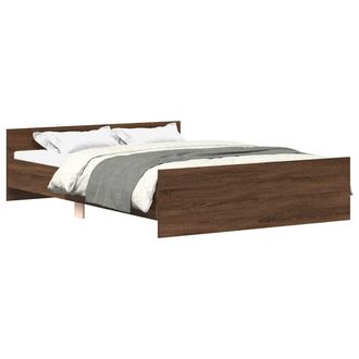 Berkfield Home Bed Frame with Headboard & Footboard Brown Oak 135x190 cm Double