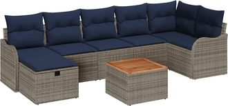 vidaXL Conjunto De Sof&aacute;s De Jard&iacute;n 8 Uds. Gris Rat&aacute;n Sint&eacute;tico Vidaxl