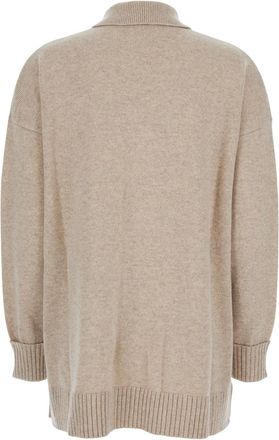 Max Mara Womens Beige Cashmere Cardigan With Classic Collar Tops Top