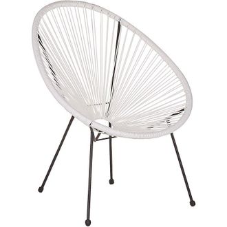 Beliani Beliani - Silla De Balc&oacute;n De Rat&aacute;n Sint&eacute;tico Blanco Resistente A La Intemperie Sala De Estar Jard&iacute;n Bistr&oacute; Moderno Acapulco Ii