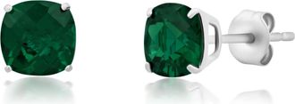 MAX + STONE 14k Yellow or White Gold 6MM Cushion Cut Gemstone Solitaire Gemstone Studs