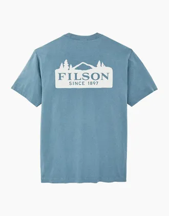 Filson Mens Filson Outfitter Scenic Graphic T-Shirt - White/Blue - Size: 36