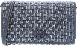 Tory Burch Thea Denim Flat Wallet Crossbody