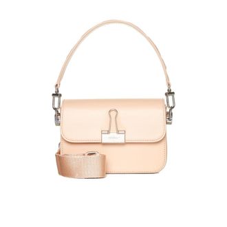 Off-white Plain Binder Leather Shoulder Bag