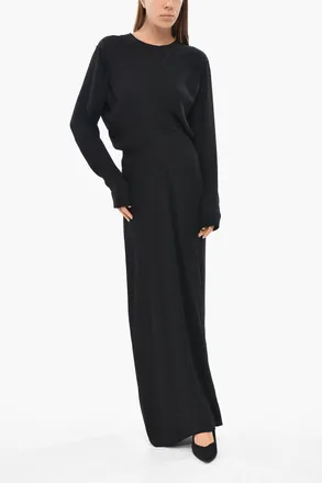 Toteme Long Dress With Long Sleeves And Front Draped Detail Tot&ecirc;me