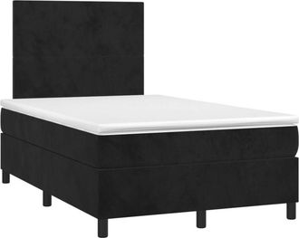 vidaXL Vidaxl - Cama Box Spring Colch&oacute;n Y Led Terciopelo Negro 120x200 Cm