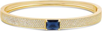 SHYMI Pav&eacute; Bangle with Center Stone -.925 Sterling Silver, 14K Gold-Plated, Rhodium Plated Cubic Zirconia, Extender, Day to Night