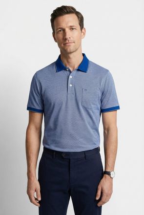Olymp Poloshirt OLYMP Casual, Herren, Gr. XXL, blau, Piqu&eacute;, Obermaterial: 100% Baumwolle, Shirts Poloshirt, Two-Tone Piqu&eacute;, Seitenschlitzen im Saum