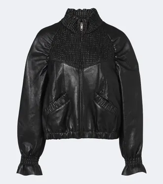 Chlo&eacute; Chlo&eacute; Shirred leather jacket