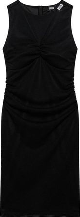 GCDS Gedrapeerde Midi Jurk - Dames - Korte kleedjes - Zwart - XL - Polyester - Kleedjes