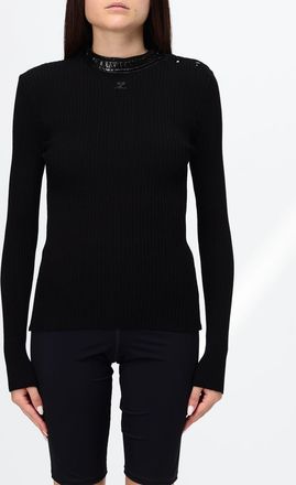 Courr&egrave;ges Maglia girocollo a coste in jersey di viscosa con vestibilit&agrave; slim