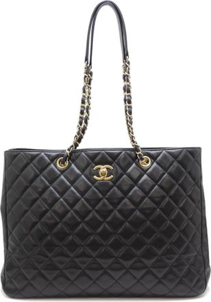 Chanel Matelasse Black Grained Calfskin Tote Bag (Pre-Owned)