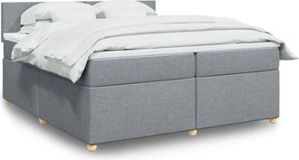 vidaXL Vidaxl - Cama Box Spring Con Colch&oacute;n Tela Gris Claro 200x200 Cm