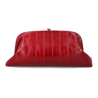Alberta Ferretti Maxi Eel Leather Pouch - female - Alberta Ferretti - Clutches - Red - ONE SIZE - Bags