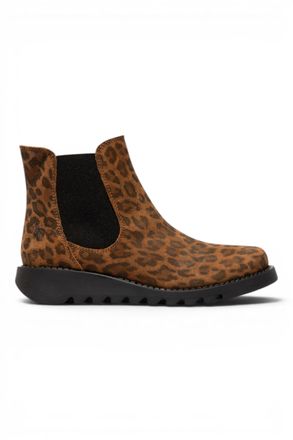 FLY London Fly London Womens Leopard Tan Chelsea Suede Leather Ankle Boots - SALV195