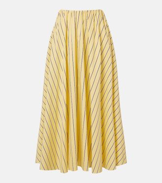 Staud Milano striped cotton maxi skirt