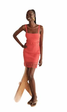 Saylor Caitriona Fringe Mini Dress In Orange