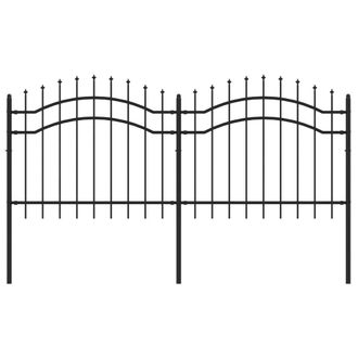 Berkfield Home Garden Fence with Spear Top Black 140 cm Powder-coated Steel