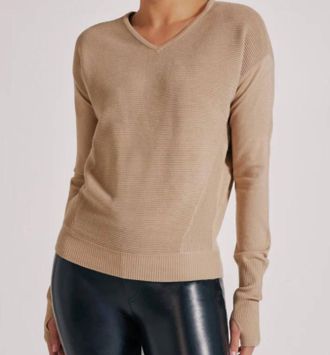 Blanc Noir Portola V Neck Sweater In Irish Cream