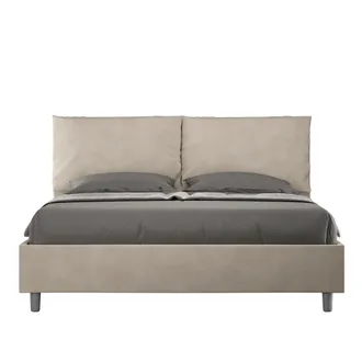 ITYhome Letto Matrimoniale Rivestito In Microfibra - Antea - Tipologia Letto: Alzata Doppia - Colore: Sabbia - Dimensione Rete: 160x190