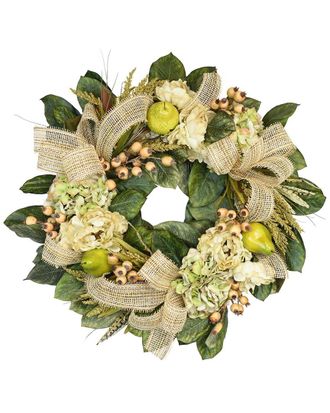 Creative Displays Inc. 31In Wreath Decorated With Green Hydrangeas, Peonies, Berries And Pears
