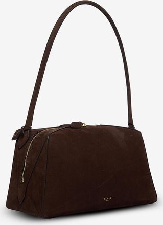Alaia Nubuck-Bowlingtasche mit Schultergurt Medium