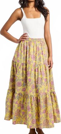 Mille Paola Maxi Skirt In Citron Floral