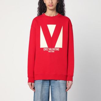 Valentino Red sweatshirt with Chez Valentino print