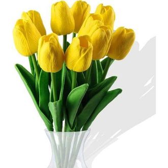 OEM 10 Tulipanes Artificiales, Flores Artificiales, Ramo De Tulipanes De Seda Artificial, Ramo De Novia De Tacto Real Para Decoraci&oacute;n De Fiestas En El Jar