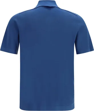Burberry Mens Knit Polo Officers Blue Fleece Wool Ovis Aries Shirts T-shirts And Polos
