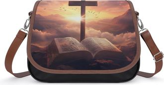 Generic Crosses-with An Open Book Small Womens Crossbody Bags Shoulder Handbag with Adjustable Strap for Travel