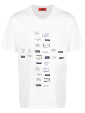 424 graphic-print cotton T-shirt - White