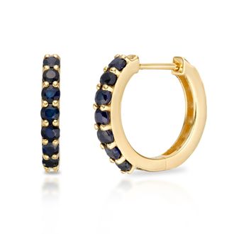 MAX + STONE 10k Yellow or White Gold 12MM Small Natural Gemstone Huggie Hoop Earrings