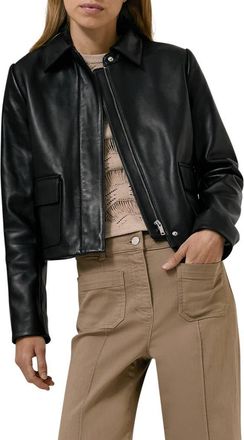 Reiss Drew Leather Jacket in Black at Nordstrom, Size 14