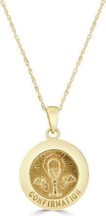 Pompeii3 14k White or Yellow Gold Gold Confirmation Medal Pendant Necklace 14.5mm Tall