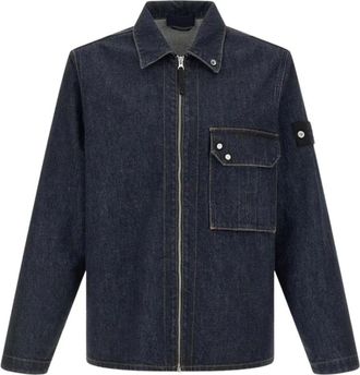 Stone Island Cotton Denim Overshirt - Heren - Spijkerjassen - Blauw - S - Denim - Jassen