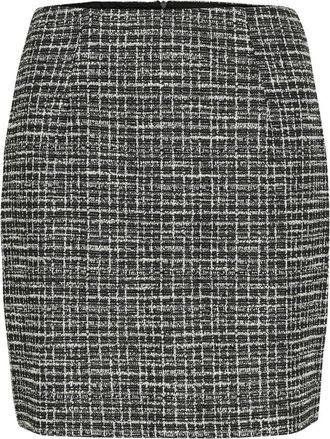 Cream Zwart Wit Boucle Ruit Rok - Dames - Korte rokken - Grijs - 2XL - Rokken