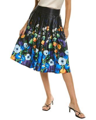 Gracia Pleated Flower Print A-Line Skirt