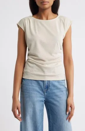 Wit & Wisdom Cap Sleeve Ruched Top in Pale Stone at Nordstrom Rack, Size X-Large