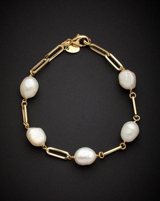 Italian Gold, Inc 14K Italian Gold 5-6Mm Pearl Paperclip Chain Bracelet