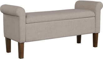 510 Design Aubrey Upholstered Storage Bench, Cream color