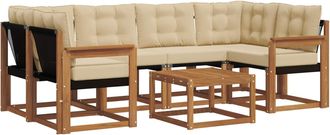 vidaXL Conjunto De Sof&aacute;s De Exterior 7 Uds. Natural Y Beige Vidaxl