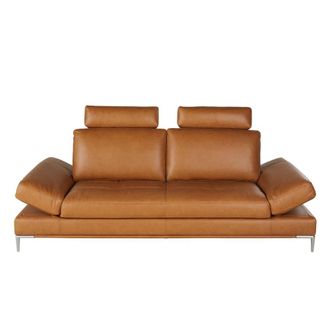Maisons du monde Sof&aacute; 3 plazas con respaldo reclinable de piel color camel