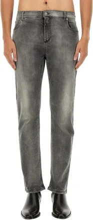 Balmain Regular Fit Cotton Jeans - Gray