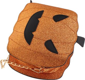 Frcolor Glittery Pumpkin Crossbody Bag with Chain Strap Lightweight Sequin Handbag for Women Evening Wedding Party Organized Storage Fashionable Statement